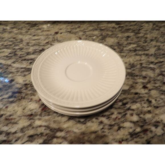 Mikasa Italian Countryside Saucers Only DD900 Set of 4 White Ribbed - Picture 8 of 8
